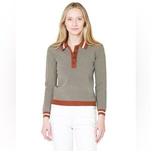 Veronica Beard Hildy Geo Knit Polo Top Size Medium